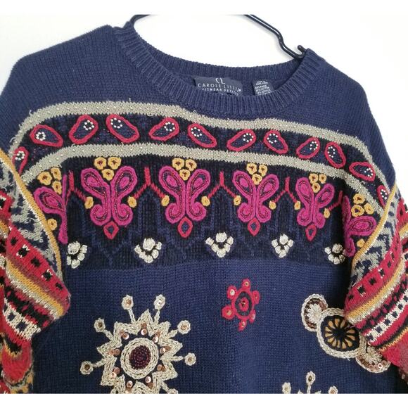 Carole Little Women's Sweater Pullover Embroidered Embellishment Size Med P - Picture 2 of 8